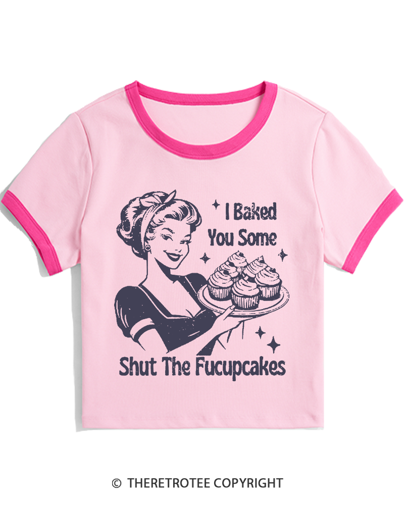 TheRetroTee 1950s Shut The Fucupcakes Women's Ringer T-shirt