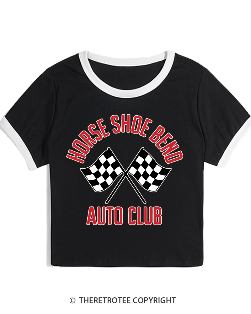 TheRetroTee Horse Shoe Bend Auto Club 2010s Women's Ringer T-shirt