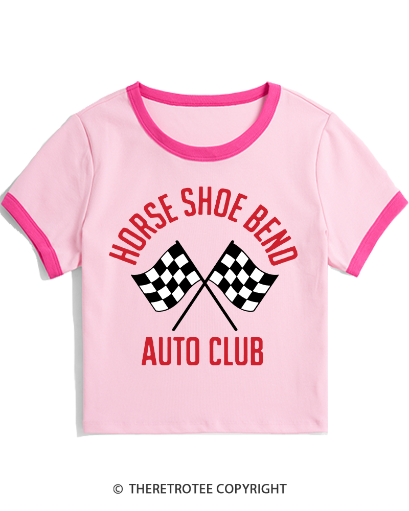 TheRetroTee Horse Shoe Bend Auto Club 2010s Women's Ringer T-shirt