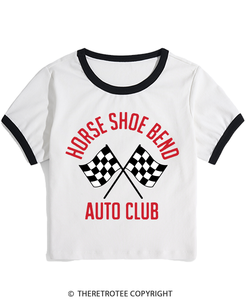 TheRetroTee Horse Shoe Bend Auto Club 2010s Women's Ringer T-shirt
