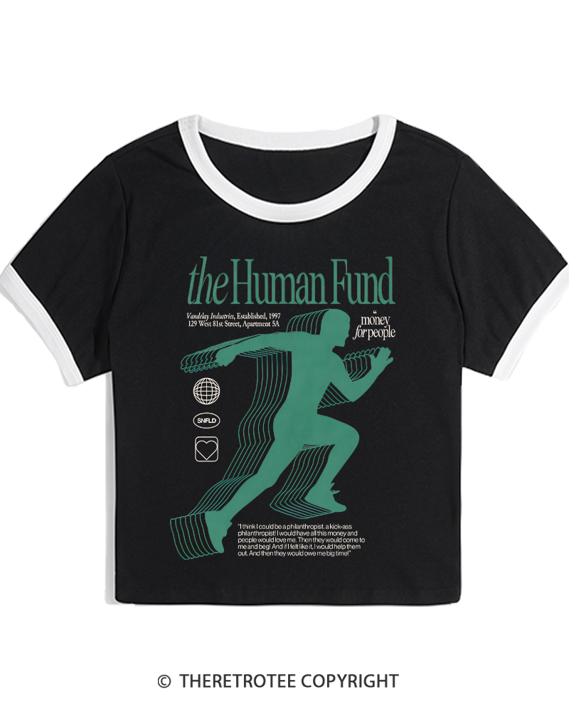 TheRetroTee The Human Fund 1990s Women's Ringer T-shirt