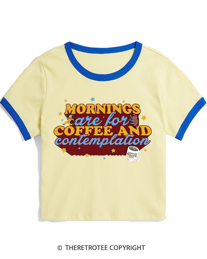 TheRetroTee Coffee Contemplations 1980s Women's Ringer T-shirt