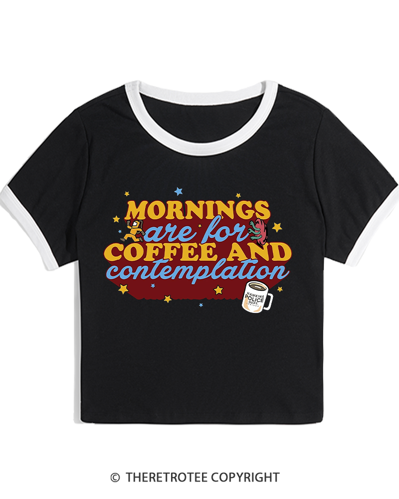 TheRetroTee Coffee Contemplations 1980s Women's Ringer T-shirt