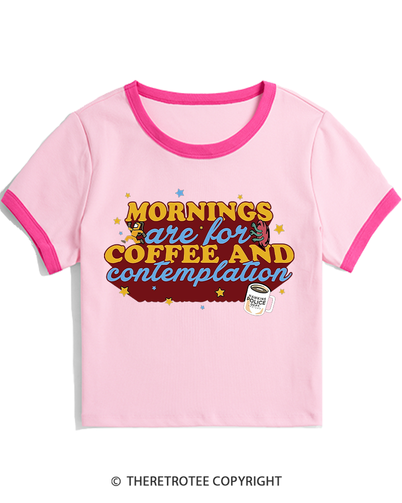 TheRetroTee Coffee Contemplations 1980s Women's Ringer T-shirt