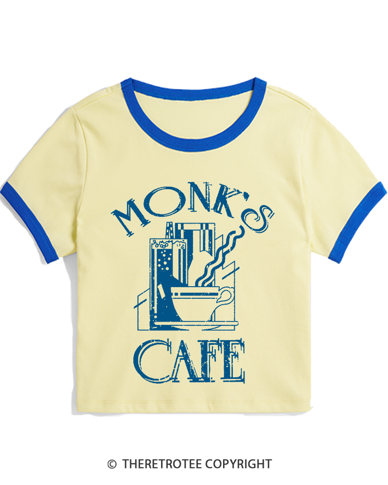 TheRetroTee Monk's Cafe 1990s Women's Ringer T-shirt