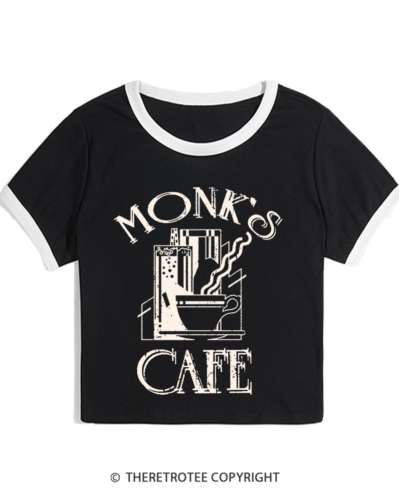 TheRetroTee Monk's Cafe 1990s Women's Ringer T-shirt