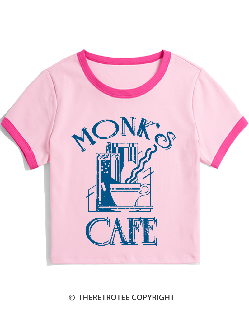 TheRetroTee Monk's Cafe 1990s Women's Ringer T-shirt
