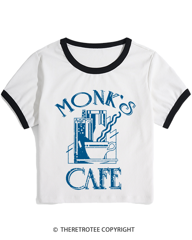 TheRetroTee Monk's Cafe 1990s Women's Ringer T-shirt