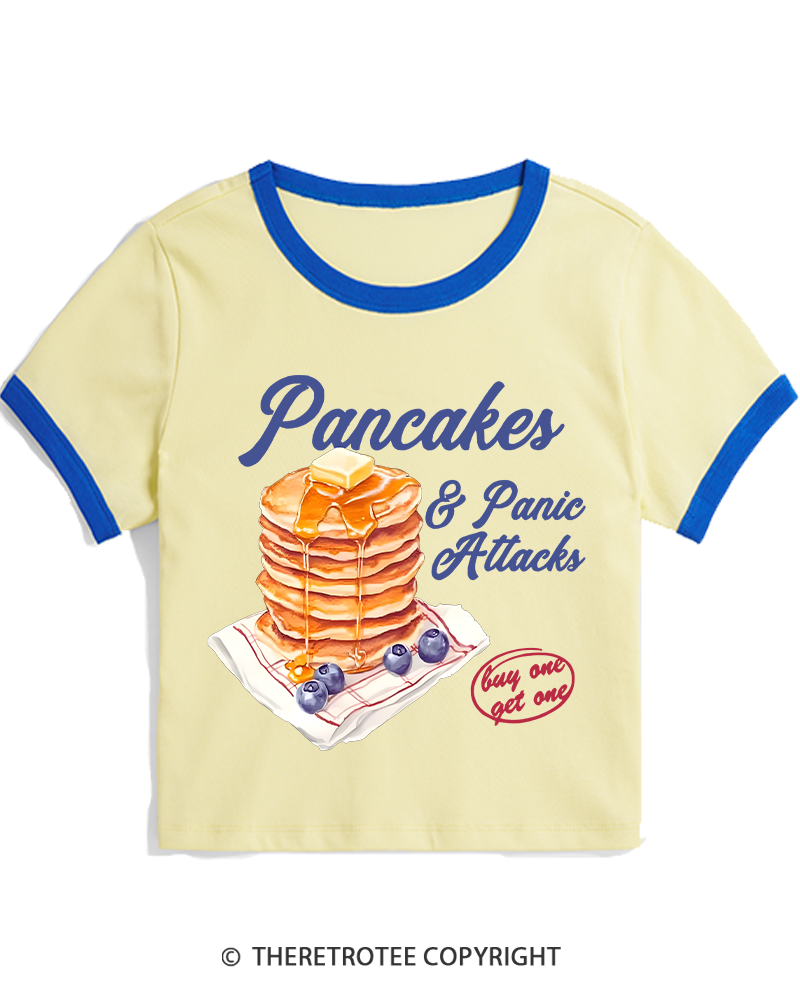 TheRetroTee Pancakes & Panic Attacks 1960s Women's Ringer T-shirt