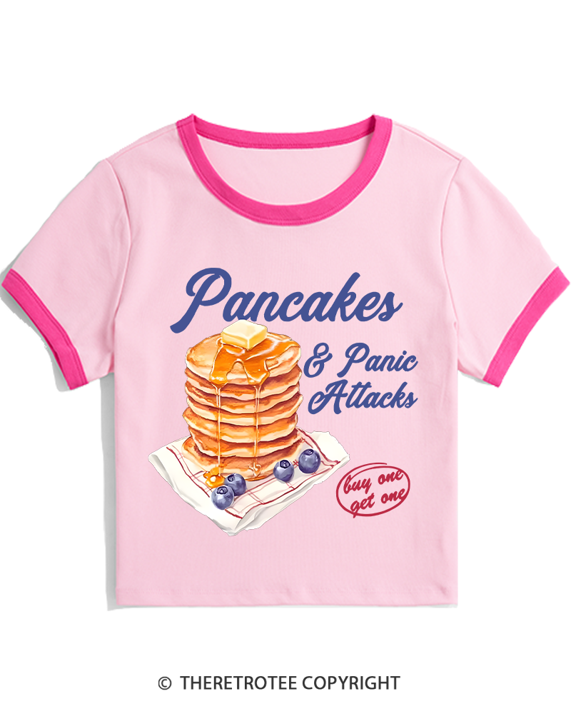TheRetroTee Pancakes & Panic Attacks 1960s Women's Ringer T-shirt