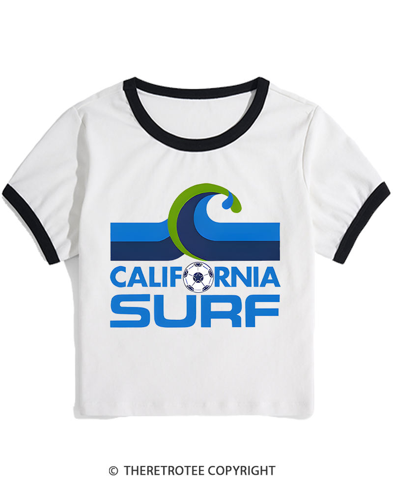 TheRetroTee 1978 California Surf 1970s Women's Ringer T-shirt