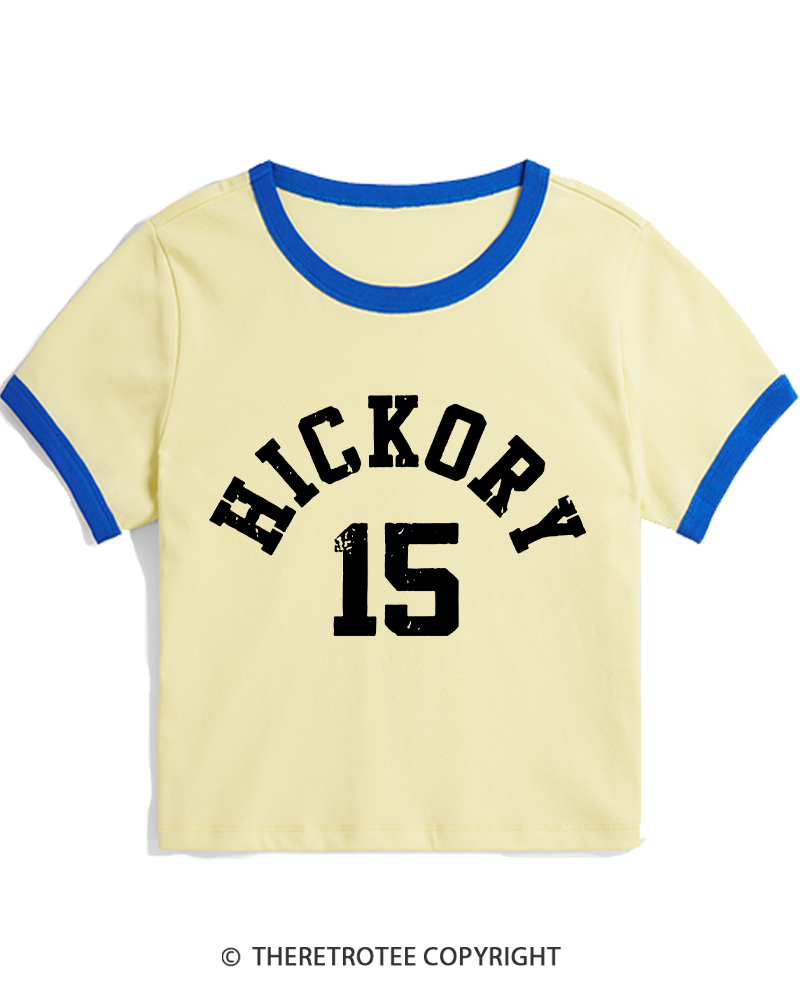 TheRetroTee Hickory Basketball 1980s Women's Ringer T-shirt
