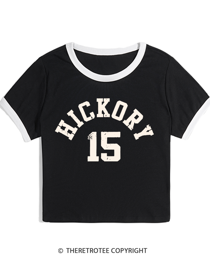 TheRetroTee Hickory Basketball 1980s Women's Ringer T-shirt