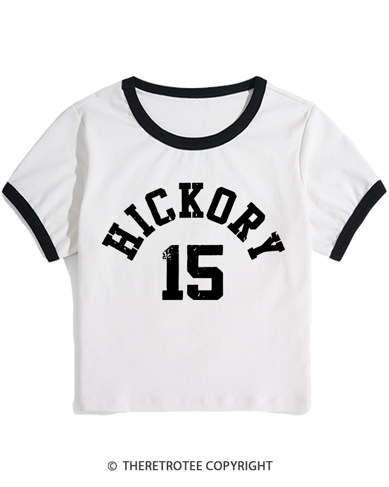TheRetroTee Hickory Basketball 1980s Women's Ringer T-shirt