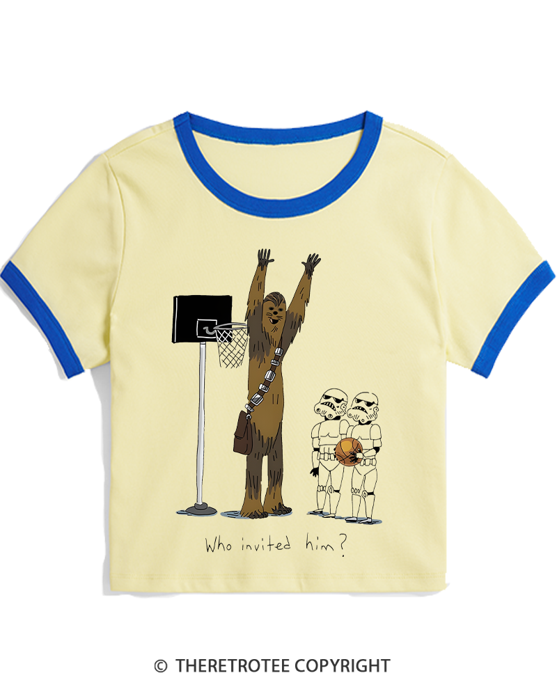TheRetroTee Who Invited Him 1970s Women's Ringer T-shirt