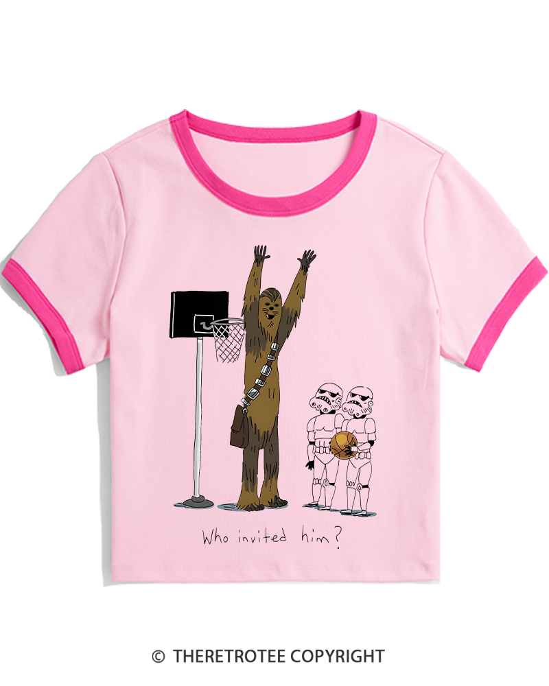 TheRetroTee Who Invited Him 1970s Women's Ringer T-shirt