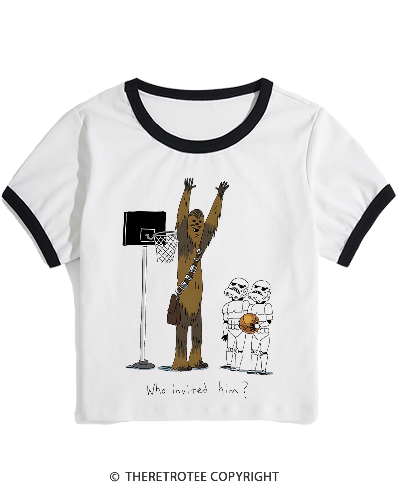 TheRetroTee Who Invited Him 1970s Women's Ringer T-shirt