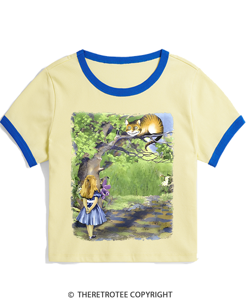 TheRetroTee Down the Rabbit Hole Women's Ringer T-shirt
