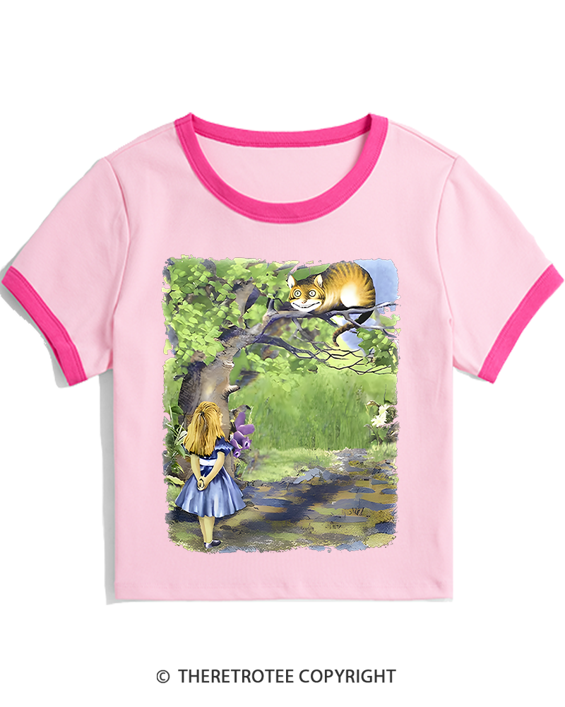 TheRetroTee Down the Rabbit Hole Women's Ringer T-shirt
