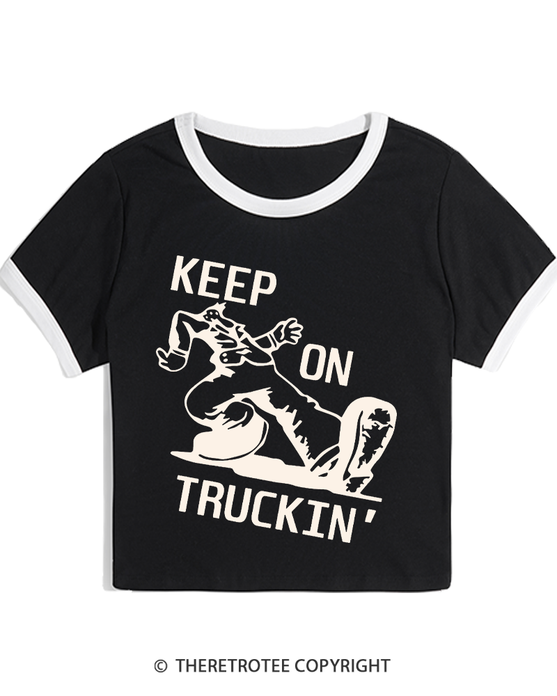 TheRetroTee 1960s Keep On Truckin' Women's Ringer T-shirt