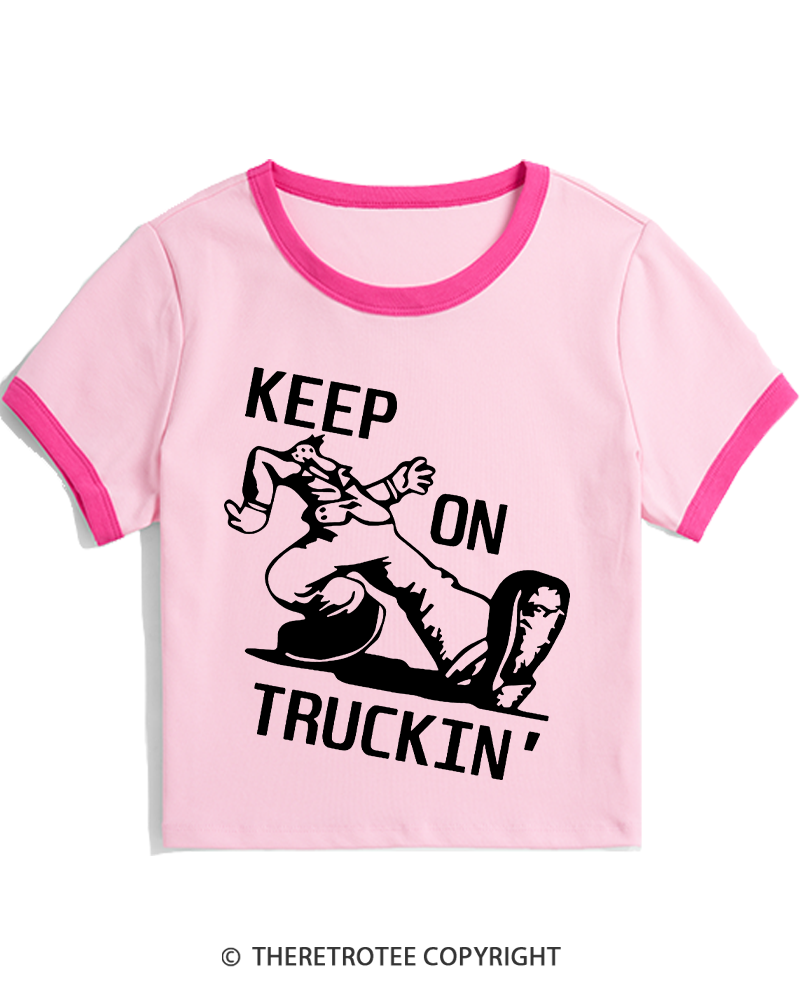TheRetroTee 1960s Keep On Truckin' Women's Ringer T-shirt