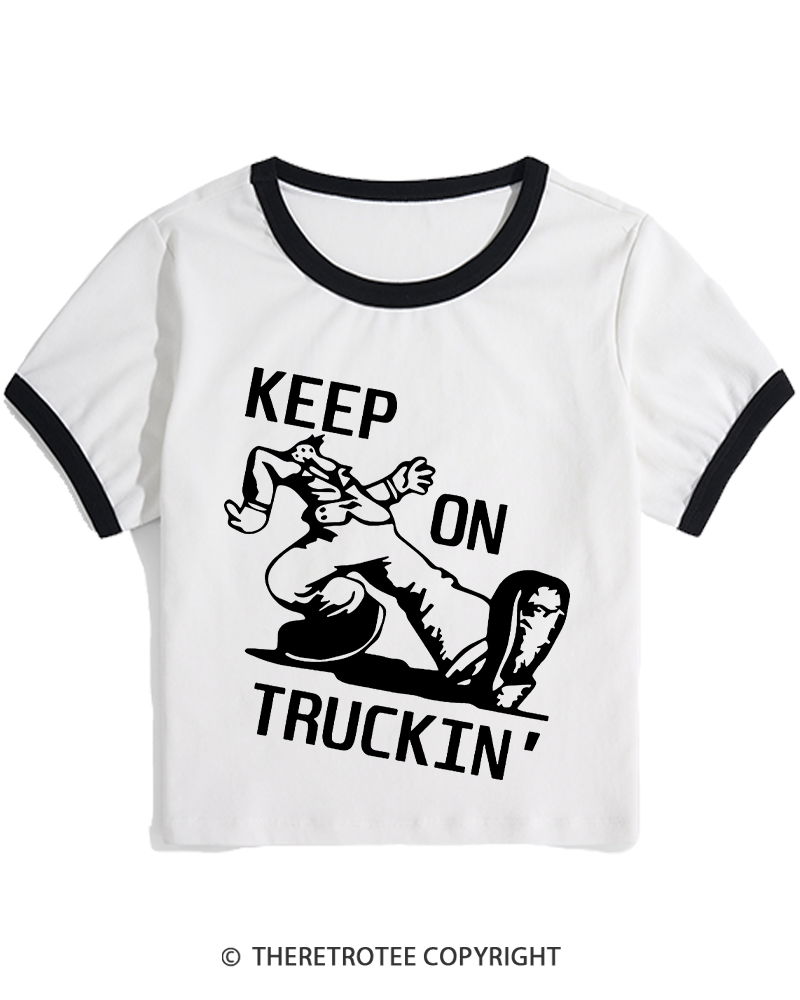 TheRetroTee 1960s Keep On Truckin' Women's Ringer T-shirt