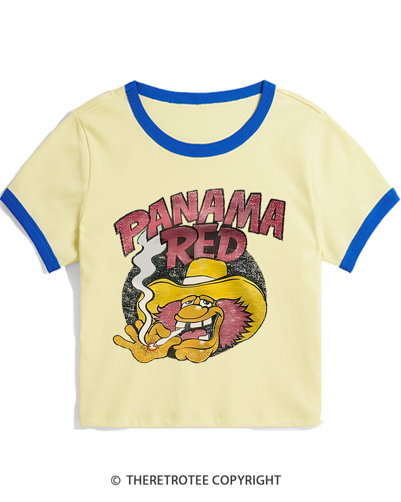 TheRetroTee Panama Red Nostalgic 1970s Women's Ringer T-shirt