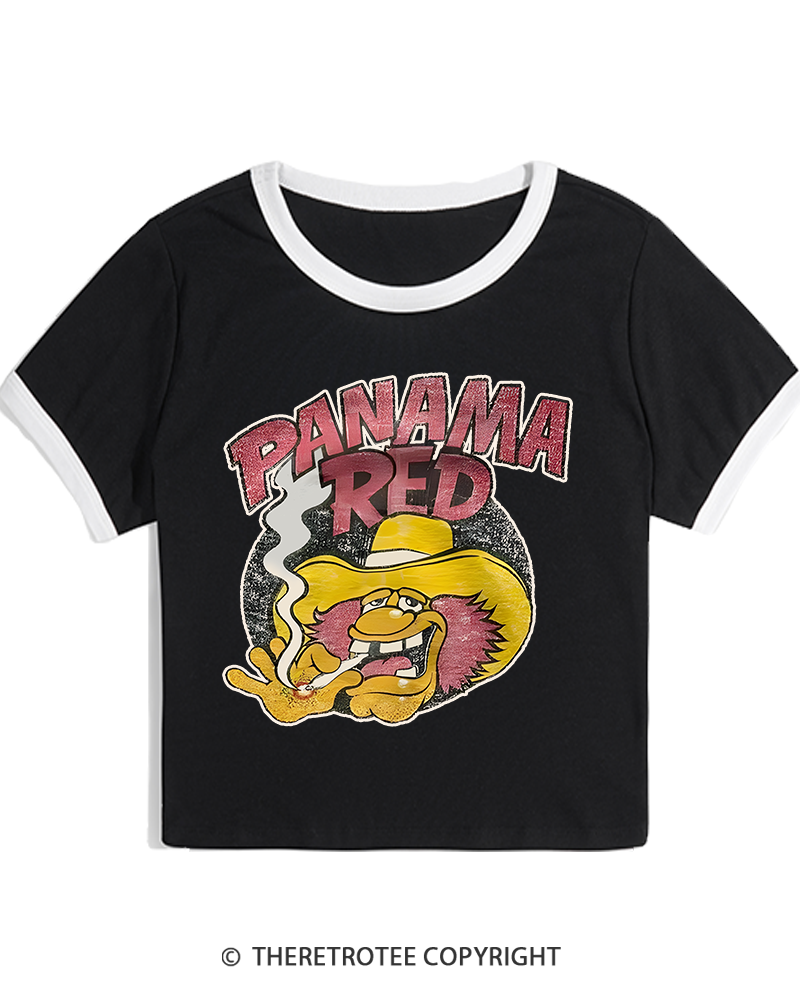 TheRetroTee Panama Red Nostalgic 1970s Women's Ringer T-shirt