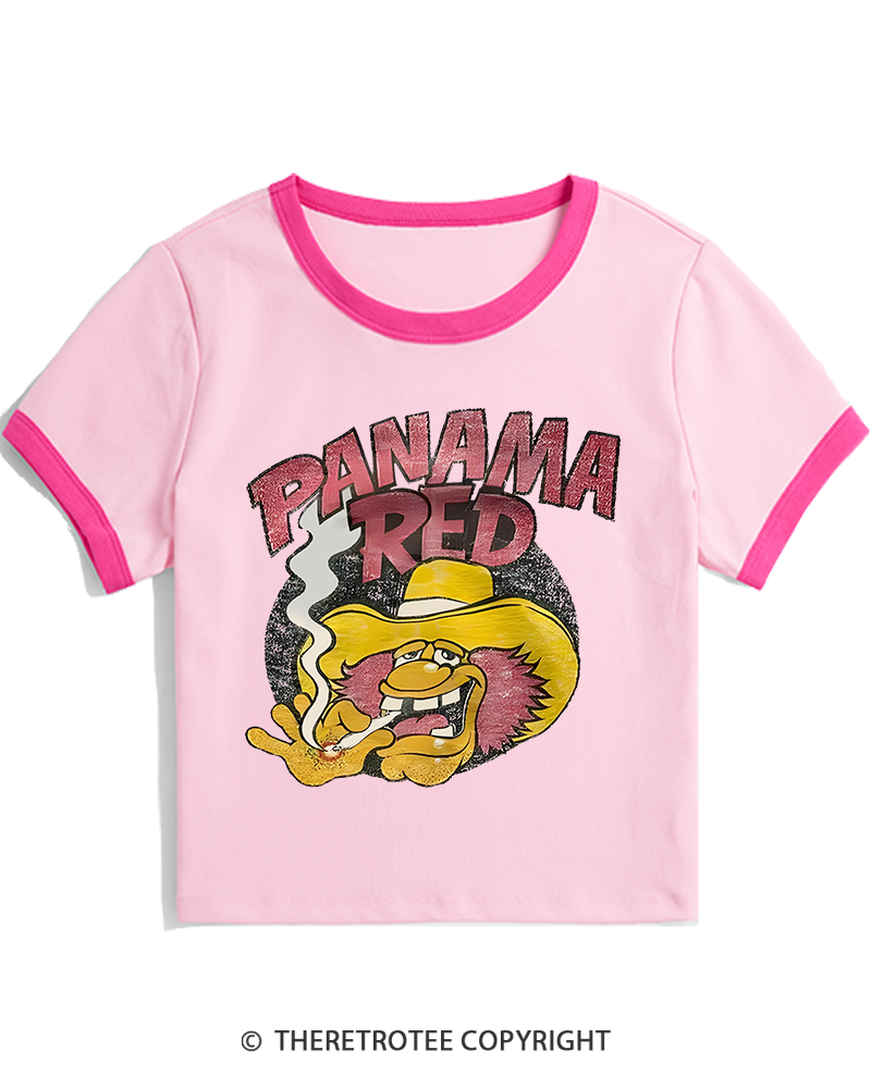 TheRetroTee Panama Red Nostalgic 1970s Women's Ringer T-shirt