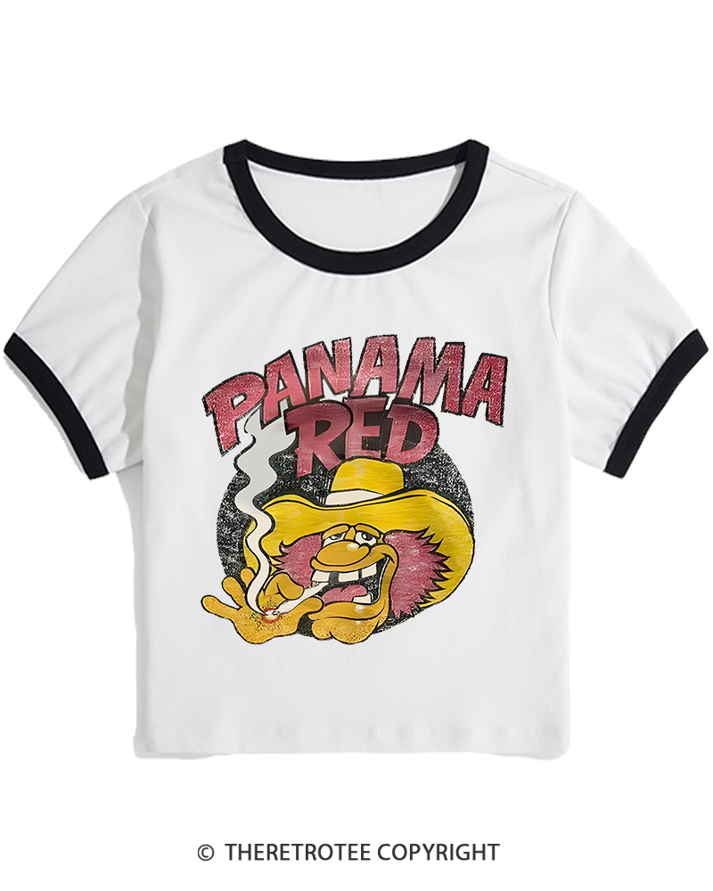 TheRetroTee Panama Red Nostalgic 1970s Women's Ringer T-shirt