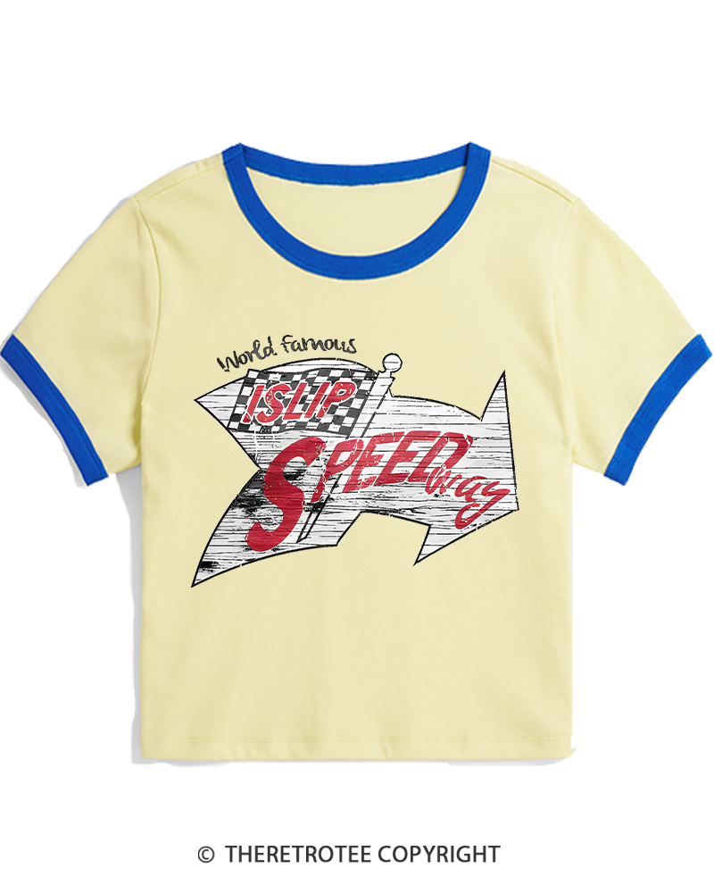 TheRetroTee Islip Speedway 1960s Women's Ringer T-shirt