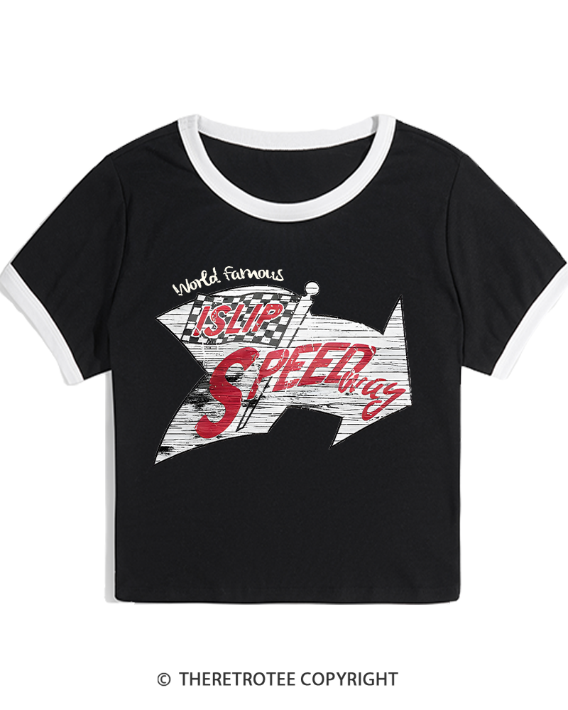 TheRetroTee Islip Speedway 1960s Women's Ringer T-shirt
