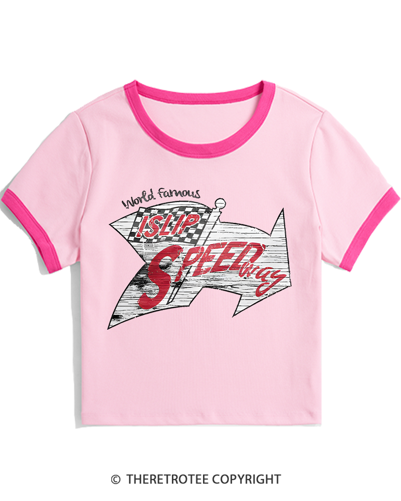 TheRetroTee Islip Speedway 1960s Women's Ringer T-shirt