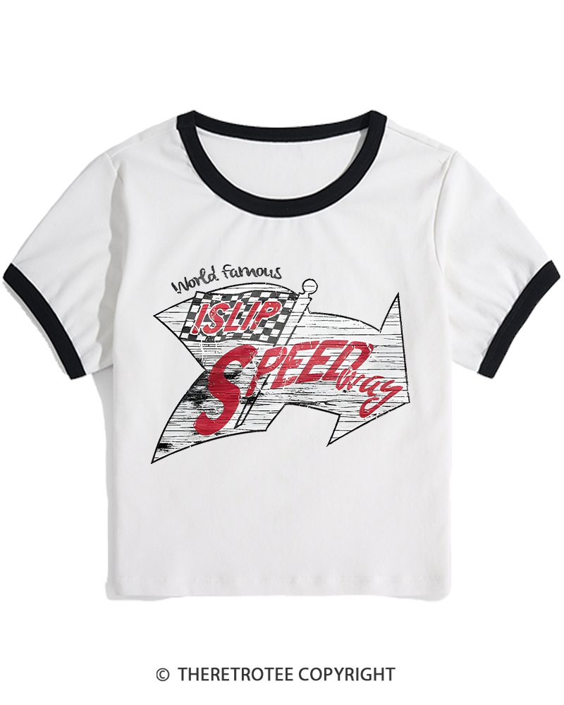 TheRetroTee Islip Speedway 1960s Women's Ringer T-shirt