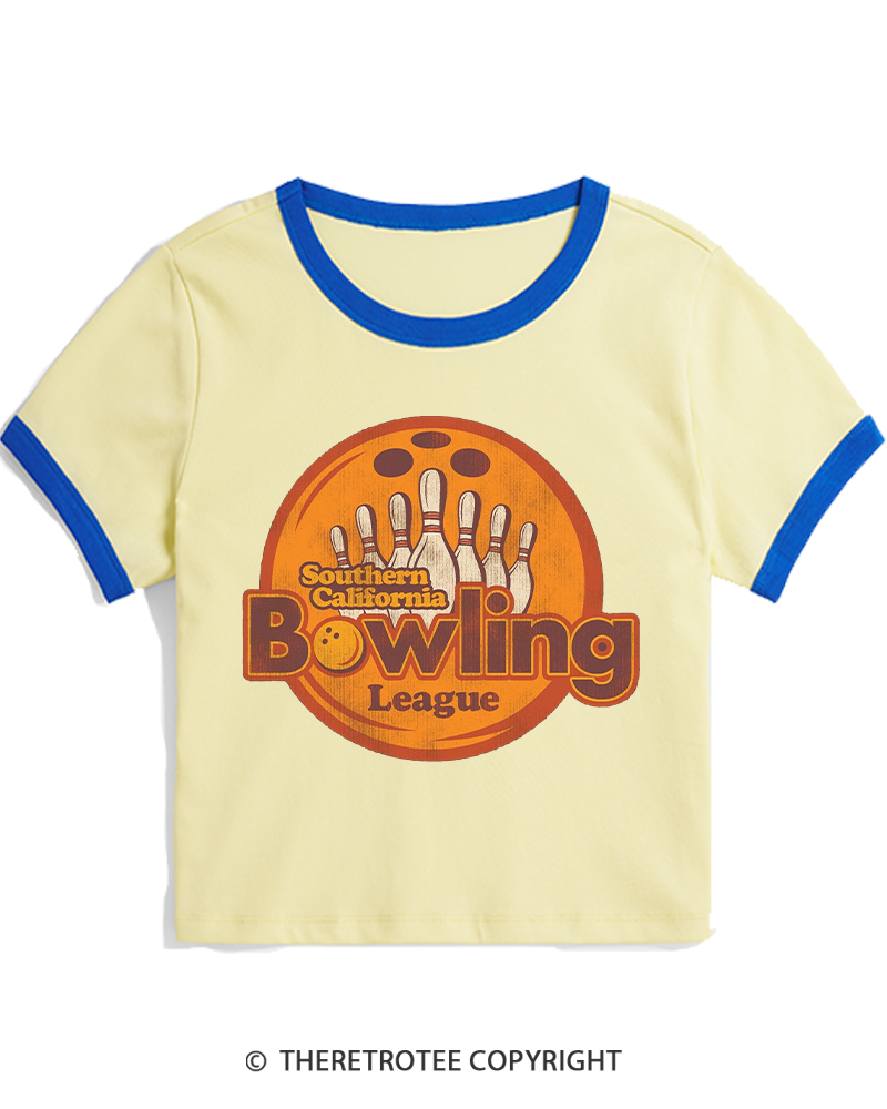 TheRetroTee Southern California Bowling League 1990s Women's Ringer T-shirt