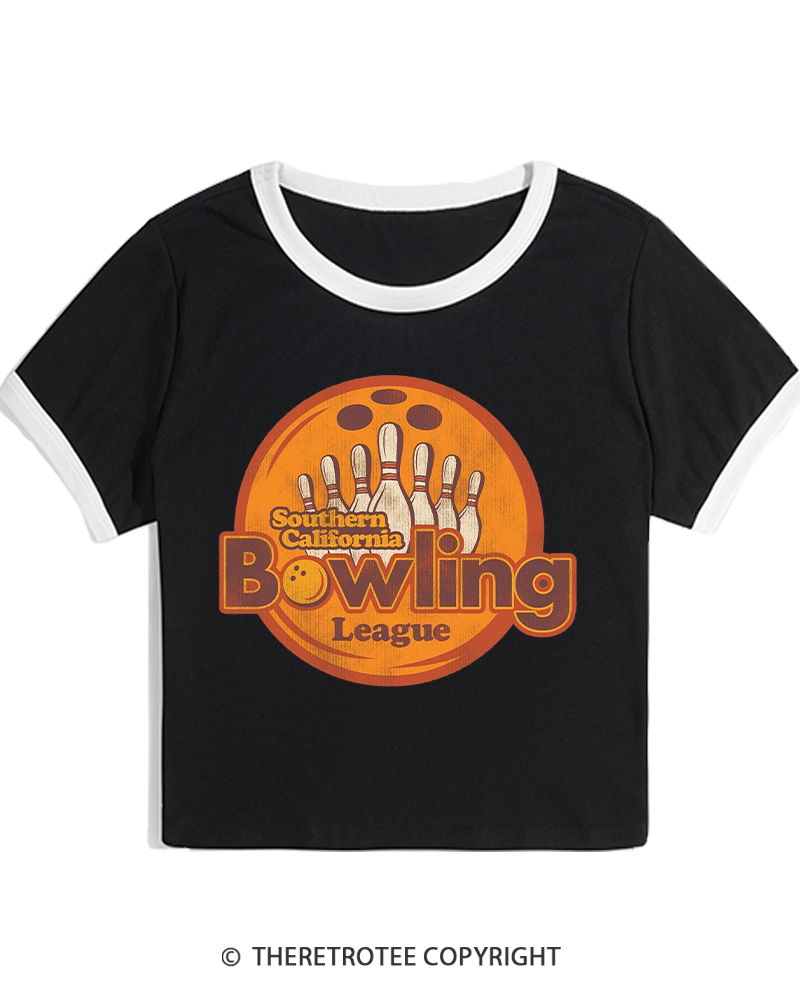 TheRetroTee Southern California Bowling League 1990s Women's Ringer T-shirt