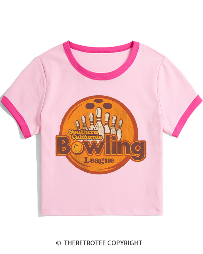 TheRetroTee Southern California Bowling League 1990s Women's Ringer T-shirt