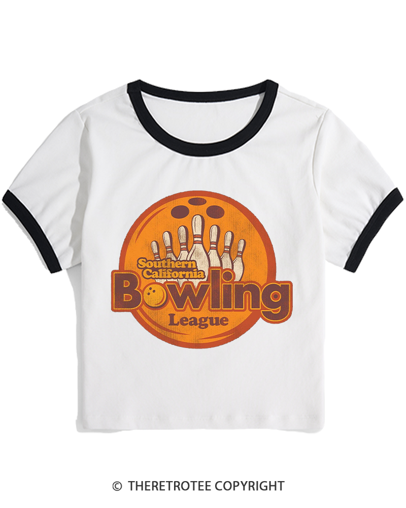 TheRetroTee Southern California Bowling League 1990s Women's Ringer T-shirt