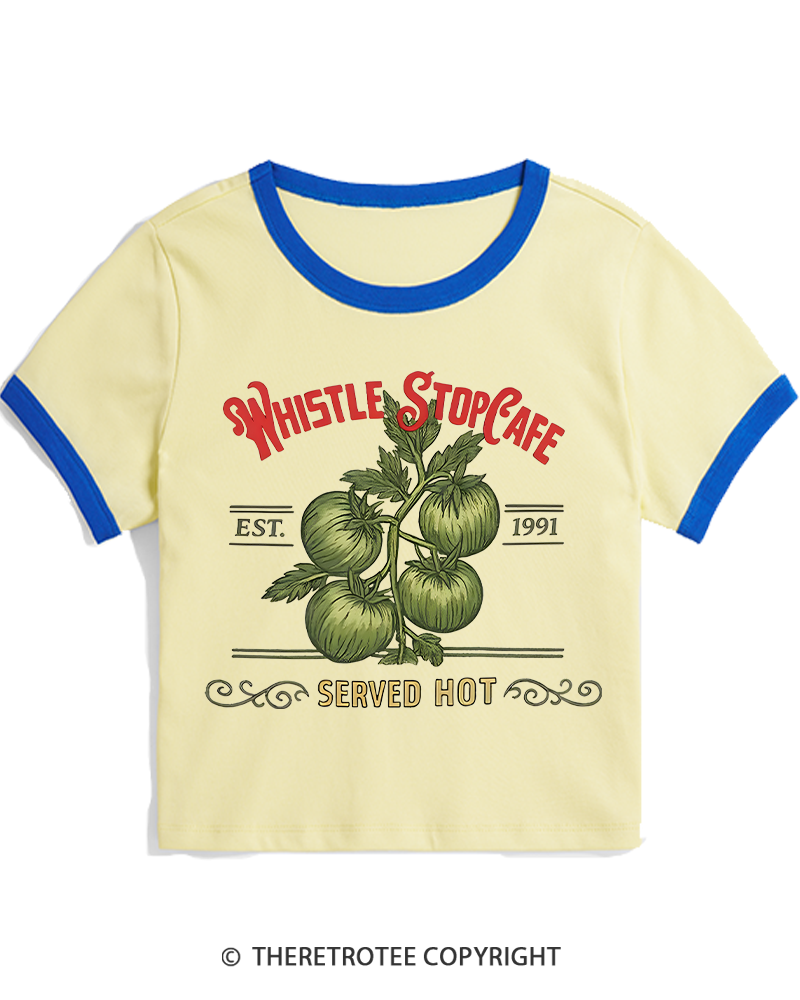 TheRetroTee Whistle Stop Cafe 1990s Women's Ringer T-shirt