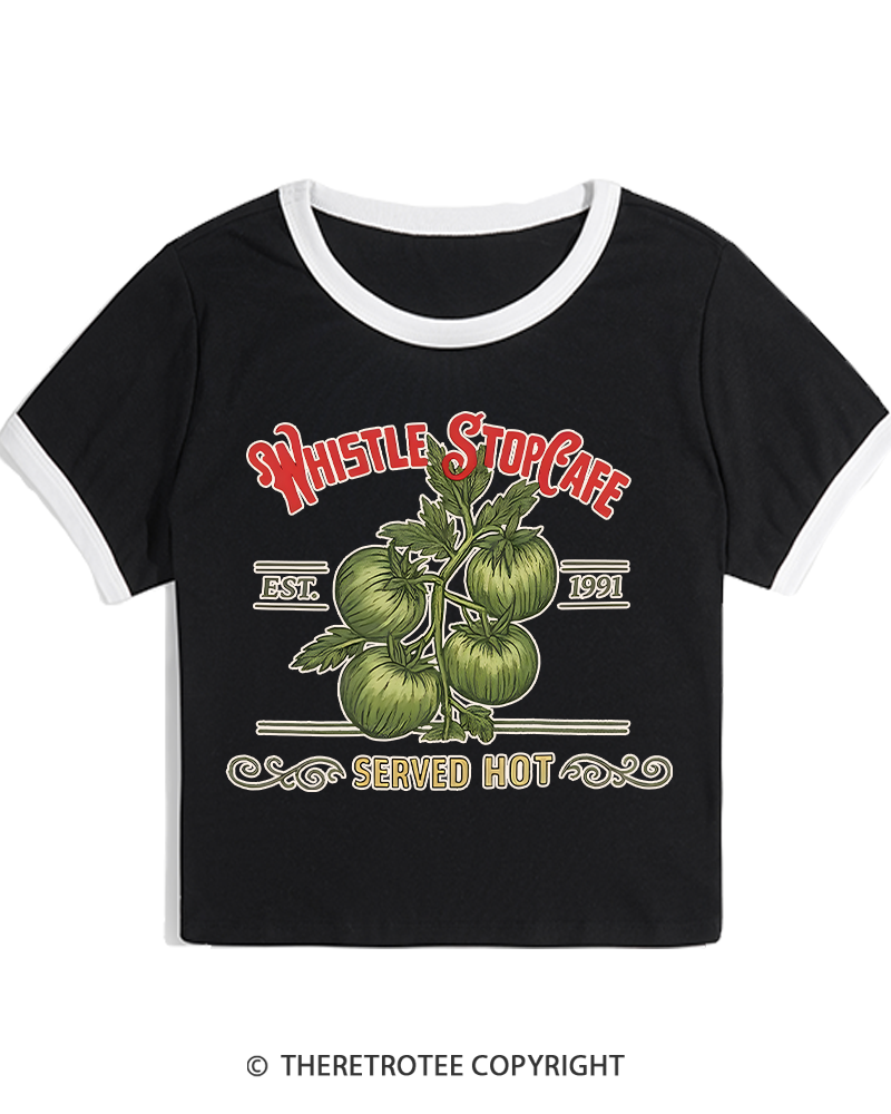 TheRetroTee Whistle Stop Cafe 1990s Women's Ringer T-shirt