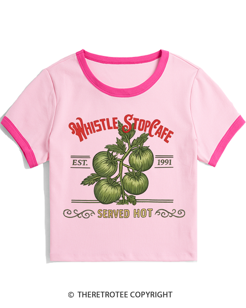 TheRetroTee Whistle Stop Cafe 1990s Women's Ringer T-shirt