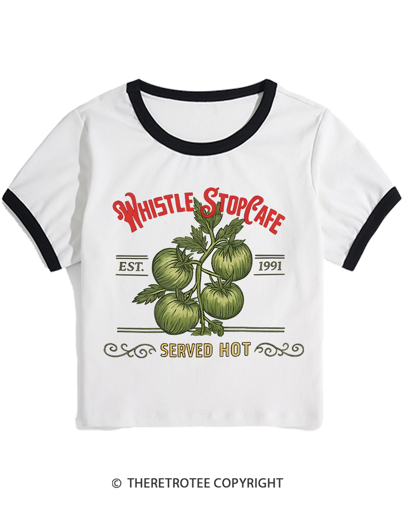 TheRetroTee Whistle Stop Cafe 1990s Women's Ringer T-shirt