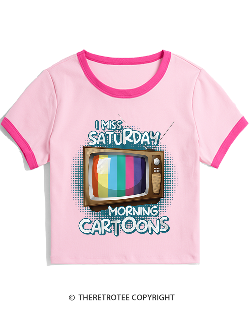 TheRetroTee I Miss Saturday Morning Cartoons 1980s Women's Ringer T-shirt