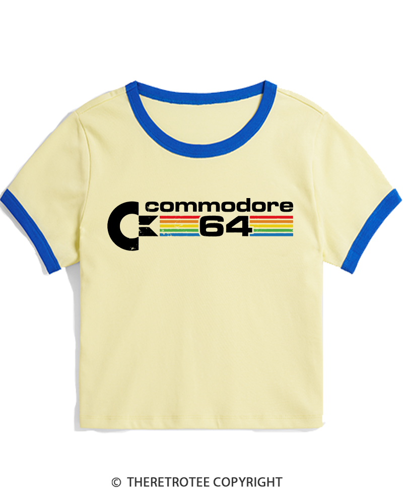 TheRetroTee Commodore 64 1980s Women's Ringer T-shirt