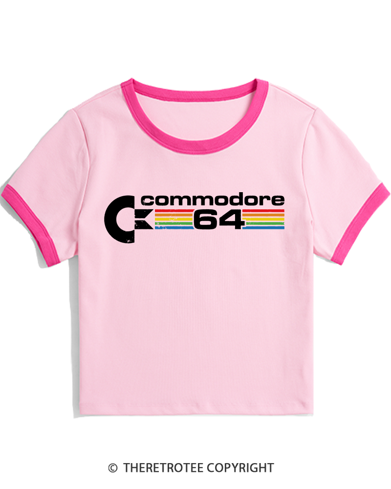TheRetroTee Commodore 64 1980s Women's Ringer T-shirt
