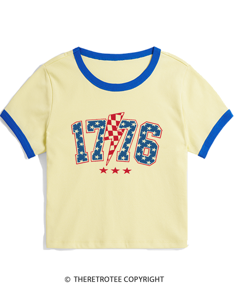 TheRetroTee 1776 Stars Women's Ringer T-shirt