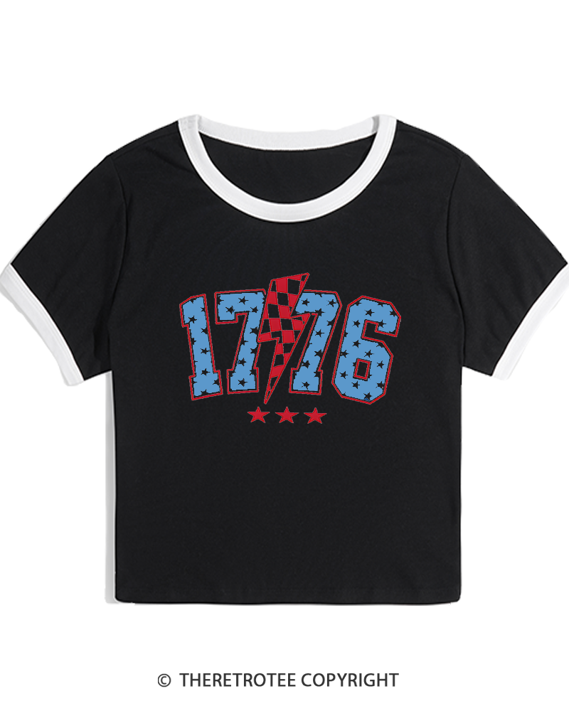 TheRetroTee 1776 Stars Women's Ringer T-shirt
