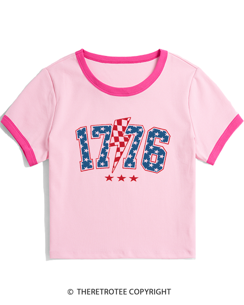 TheRetroTee 1776 Stars Women's Ringer T-shirt