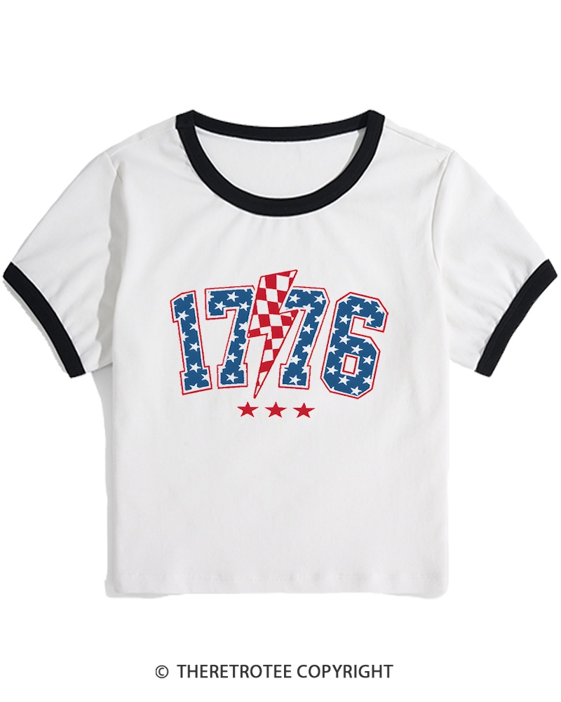 TheRetroTee 1776 Stars Women's Ringer T-shirt