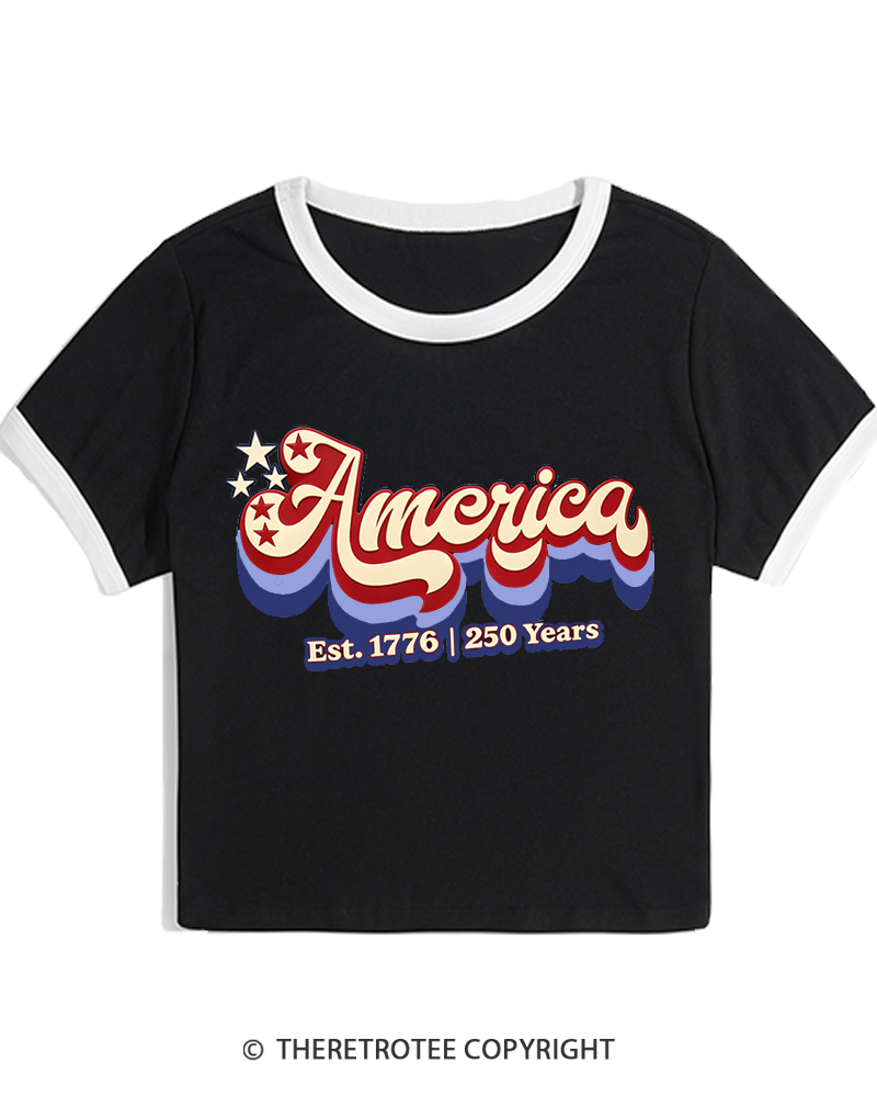 TheRetroTee America Est. 1776 Women's Ringer T-shirt